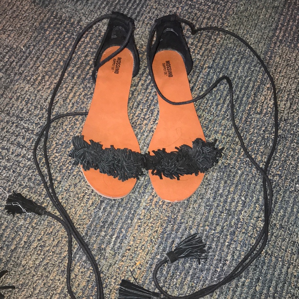 Black Lace Up Sandals